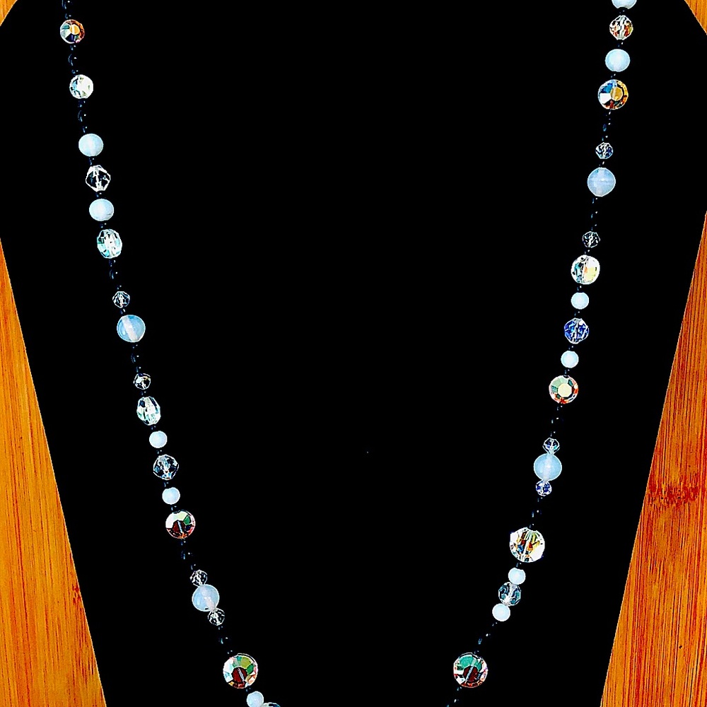 $52  Multi Colored 30 Inch Estate Necklace  Marked M STERLING